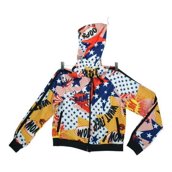 LOVE hoodie Large Comics‎ Graphics Colorful Girls Jacket Pockets - Picture 1 of 6